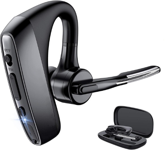 Bluetooth Headset 5.1...With Dual Mic Noise Cancelling Bluetooth Earpiece, $54.32 MSRP (BRAND NEW)