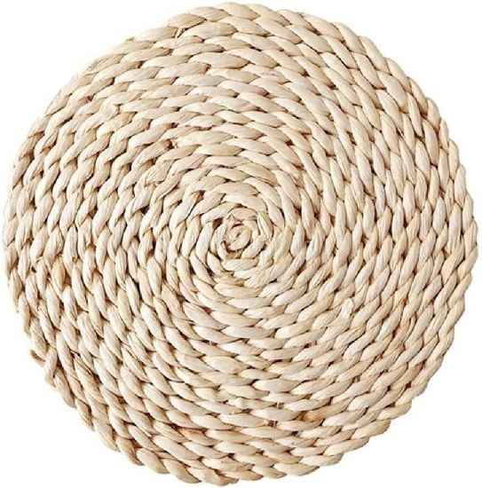 Pack of 6 Woven Placemats, Natural Corn Husk Placemats, Round Braided Placemats- $24.99 MSRP