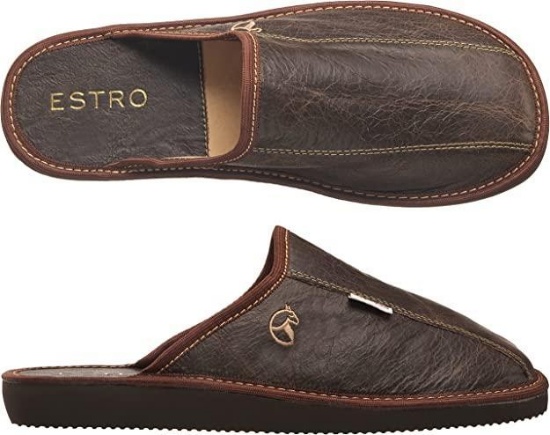 ESTRO Mens Slippers Men House Shoes Leather -$15.08 MSRP