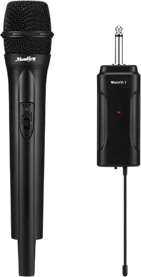 Moukey MwmV-1 Wireless Microphone, Portable Dynamic Handheld Wireless Mic, Black -$49.99 MSRP