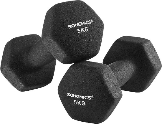 Songmics Set of 2 Dumbbells Weights Vinyl Coating Gym and Home Workouts Waterproof - $28.33 MSRP