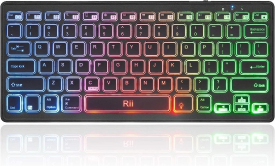 Rii K09 Bluetooth Keyboard with Wireless Multiple Color Rainbow LED RGB Backlit -$25.99 MSRP