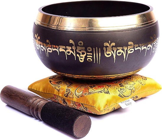 HIMALAYAN BAZAAR TK BLISS - 1 Tibetan Singing Bowl Set (Black and Yellow) - $26.97 MSRP