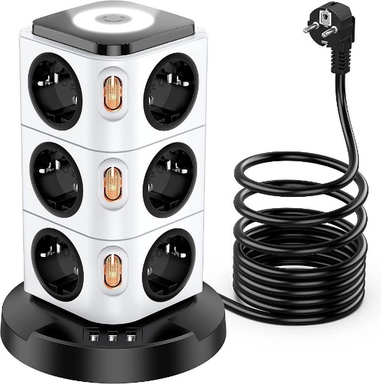 Power Strip 12-Way (2500 W/10 A), Multiple Socket with Adjustable Night Light - $28.32 MSRP