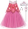 LiUiMiY Princess Dress Up Girl Costume Child Baby Halloween Party with Magic Wand Crown- $27.00 MSRP