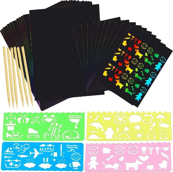 Komoyo ?(123443) 40 Sheets Scratch Paper for Kids with Stencils - $9.99 MSRP