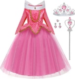 LiUiMiY Princess Dress Up Girl Costume Child Baby Halloween Party with Magic Wand Crown- $27.00 MSRP