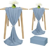 Showgeous 4 Pcs Chiffon Table Runner 28x120 Inches Romantic Wedding Runner 10ft - $26.00 MSRP
