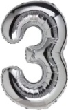 M2xcec 16inch Silver Balloon 3 Giant Number Decoration Birthday Wedding Party Decoration-$16.00 MSRP