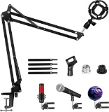 Adjustable Microphone Stand Mic Suspension Boom,Compact Mic Stand with Shock Mount - $18 MSRP