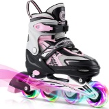 Gonex 4 LED Light Up Wheels Adjustable Inline Skates for Kids/Adult, S(EU 31-34), Pink $52.06 MSRP
