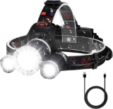 Rantinzon Rechargeable Headlamp with 3 Lights, 4 Modes 6000 Lumens Head Lamp - $35.67 MSRP