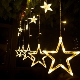 SALCAR 2m Warm White Star Curtain 138 LED Fairy Lights Stars Christmas with 12 Stars - $22.99 MSRP