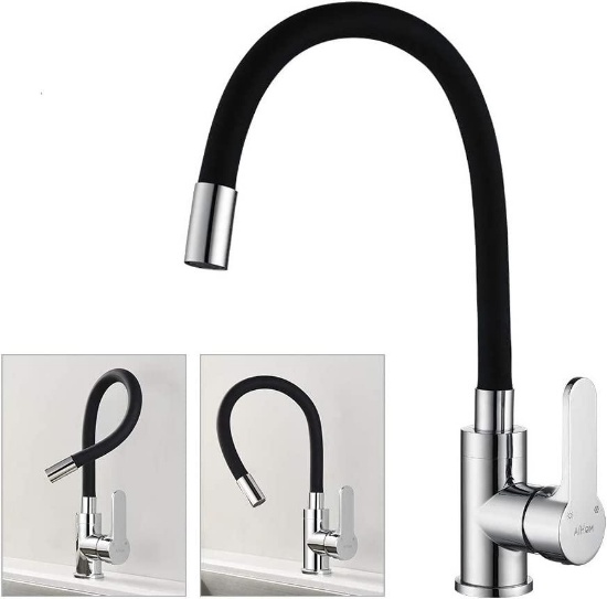 AiHom 360... Black Swivel Kitchen Faucet for Single and Double Sinks (SB20005) - $33.88 MSRP