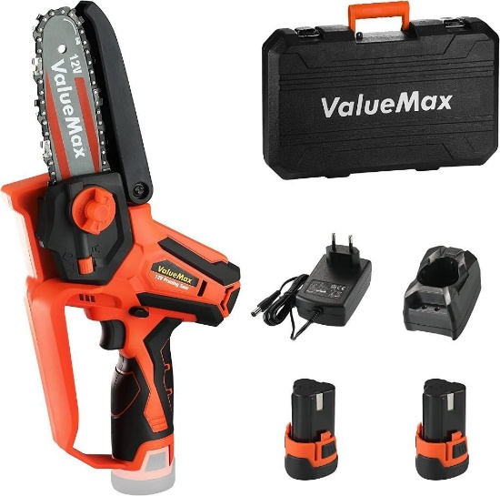 ValueMax 12V Cordless Portable Mini Chainsaw, with 2pc Batteries and 1 Charger - $82.00 MSRP