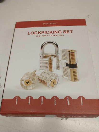 Eventronic Lock Picking Set with 4 Transparent Training Locks (X001AVI5XF) - $26