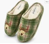 KuaiLu Women's Cute Christmas Reindeer Winter Slippers Fluffy Plush Warm Lined Closed - $18.68 MSRP