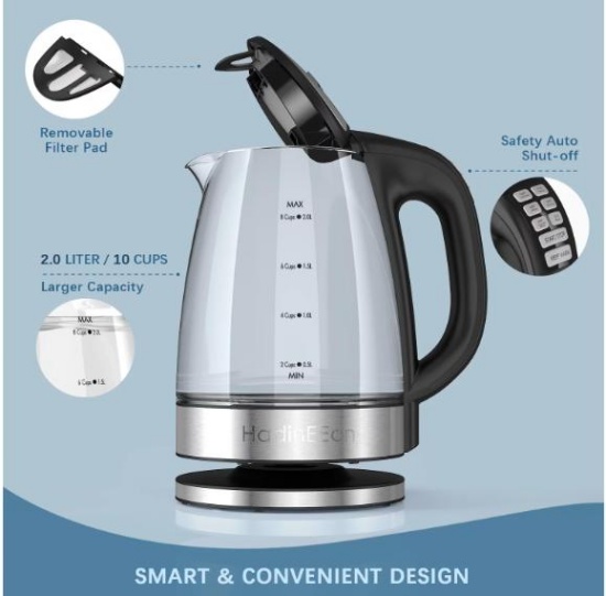 HadinEEon 2.0L Electric Tea Kettle Glass Kettle - $39.99