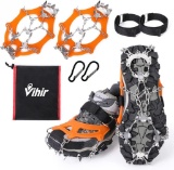Vihir Ice Cleats Crampons Traction Snow Grips for Boots Shoes, Orange (2Packs)- $51.98