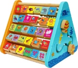 TOWO Wooden Activity Centre Triangle toys - Wooden Alphabet Blocks Abacus clock- $24.52