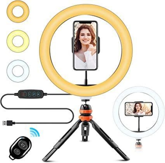 WOWGO 10" Ring Light with Tripod Stand & Phone Holder $12.99