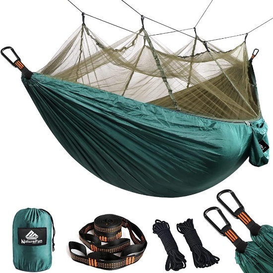 NatureFun Ultralight Mosquito Net Camping Hammock(275x140cm)300kg LoadCapacity, DarkGreen $28.99