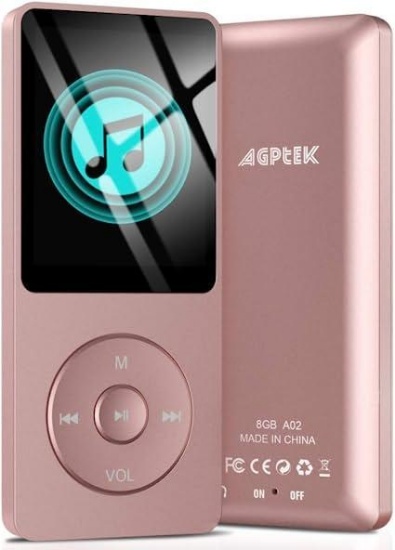 AGPTEK A02 8GB MP3 Player, 70 Hours Playback Lossless Sound Music Player $27.99