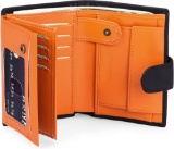 SENDEFN Men's Genuine Leather Wallet with RFID Protection, Black with Orange - $28.99