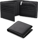 SENDEFN Men's Genuine Leather Wallet with RFID Protection and 15 Compartments, Black $28.99