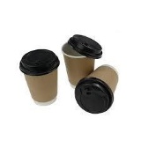 Hot Beverage Disposable Brown Paper Coffee Cup with Black Dome Lid $20.99