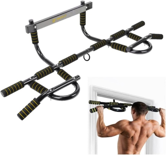 TACKLY Pull-up Bar Door Frame without Screws - Fitness Equipment, Black / Yellow - $39.99