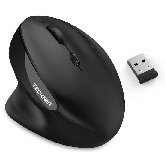 TECKNET 2.4G Rechargeable Wireless Vertical Ergonomic Optical Mouse (EWM01576BA01) - $27.99