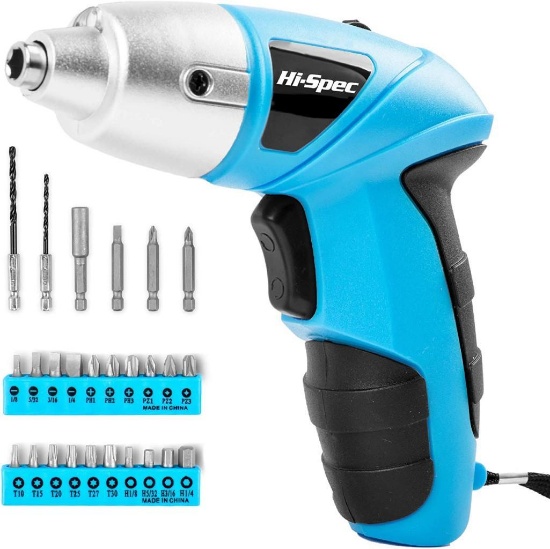 Hi-Spec 27 Piece Blue 4.8V Electric Cordless Power Screwdriver Set $20.99