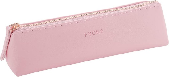 Fyore, Small, Luxury Leather Pencil Case, Triangle Design, for School, Make Up, Pink - $14.99