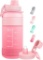 YUANMIU Sports Water Bottle with Straw, 1000ml, Pink - $9.97