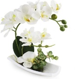 Artificial Orchid White Arrangements for Decoration Silk Fake Flowers - $23.99