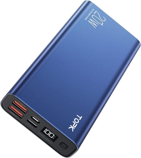 TOPK Power Bank, 20W USB C Fast Charging 20000mAh Portable Charger, Blue - $27.99