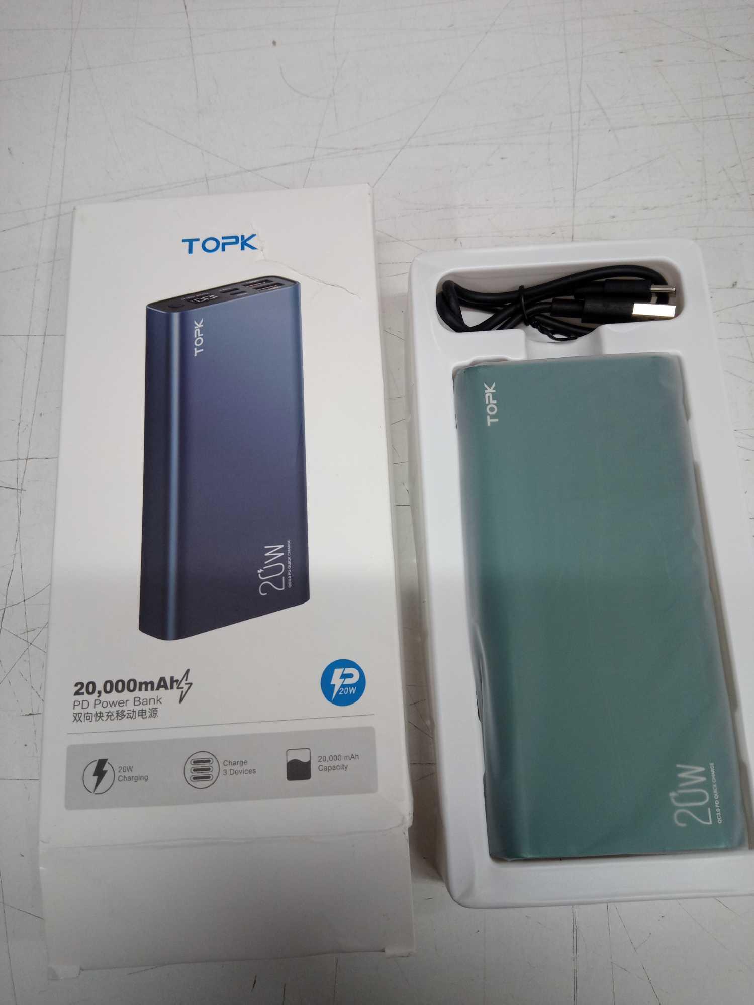 TOPK Power Bank 20W PD3.0 USB C Fast Charging