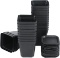 KINGLAKE Pack of 24 7 x 8 cm Black Plastic Flower Indoor Small Plant Pots with Pallets $10.82 MSRP