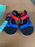 NING Children's Sandals Boys Girls Summer Anti-Slip Beach Velcro Sandals (Blue Red, 31EU) $21 MSRP