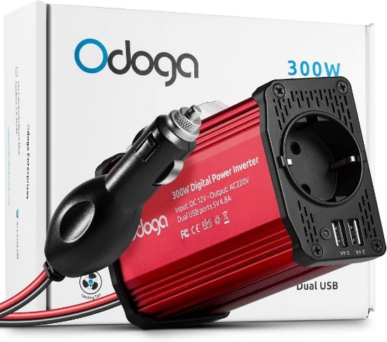 Odoga 300W voltage converter 12V on 230V current converter with 4.8a dual USB connection $33.6 MSRP