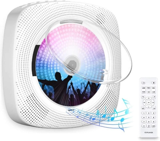 Gueray CD Player Wall Mountable Bluetooth Built-in HiFi Speakers - $29.98 MSRP