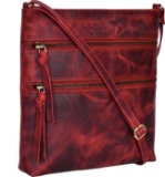 Amazon Brand - Eono Genuine Leather Women's Bag, Cowhide Shoulder Handbag (Red Crazy Horse)-$31 MSRP