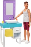 Barbie FYK53 Bathroom-Themed Playset, with Shaving Ken Doll and Sink/Vanity, Multicolored - $42 MSRP