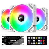 GIM KB-28 RGB Case Fan, Pack of 3 120mm PC LED Fan with Quiet Computer Cooling White for PC $21 MSRP