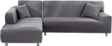Ryoizen Sofa Throws L Shape Elastic Stretch Sofa Cover Set of 2 for 2 Seater+2 Seater, Gray $47 MSRP