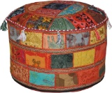 Marubhumi Indian Pouf Stool Vintage Patchwork Embellished with Patchwork - $15 MSRP