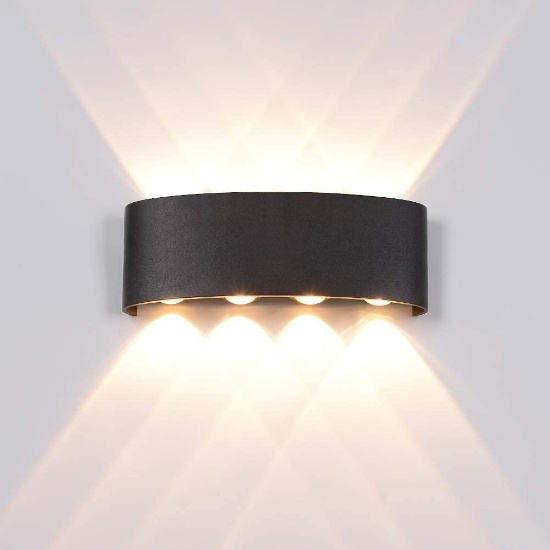 Elitlife 8W Black Warm White 3000K LED Wall Light Indoor/Outdoor Light IP65 Waterproof $26 MSRP