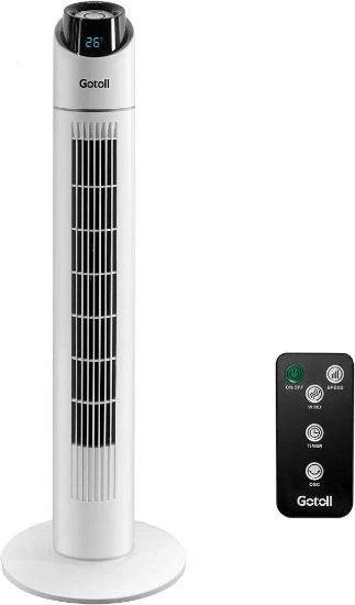 Gotoll 3-Speed Tower Fan with Remote Control, Oscillating Column Fan with Timer (White) $50 MSRP