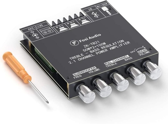 Fosi Audio ZK-TB21 Bluetooth 5.0 Stereo Audio Receiver Amplifier Board 2.1Channel Mini $28.6 MSRP
